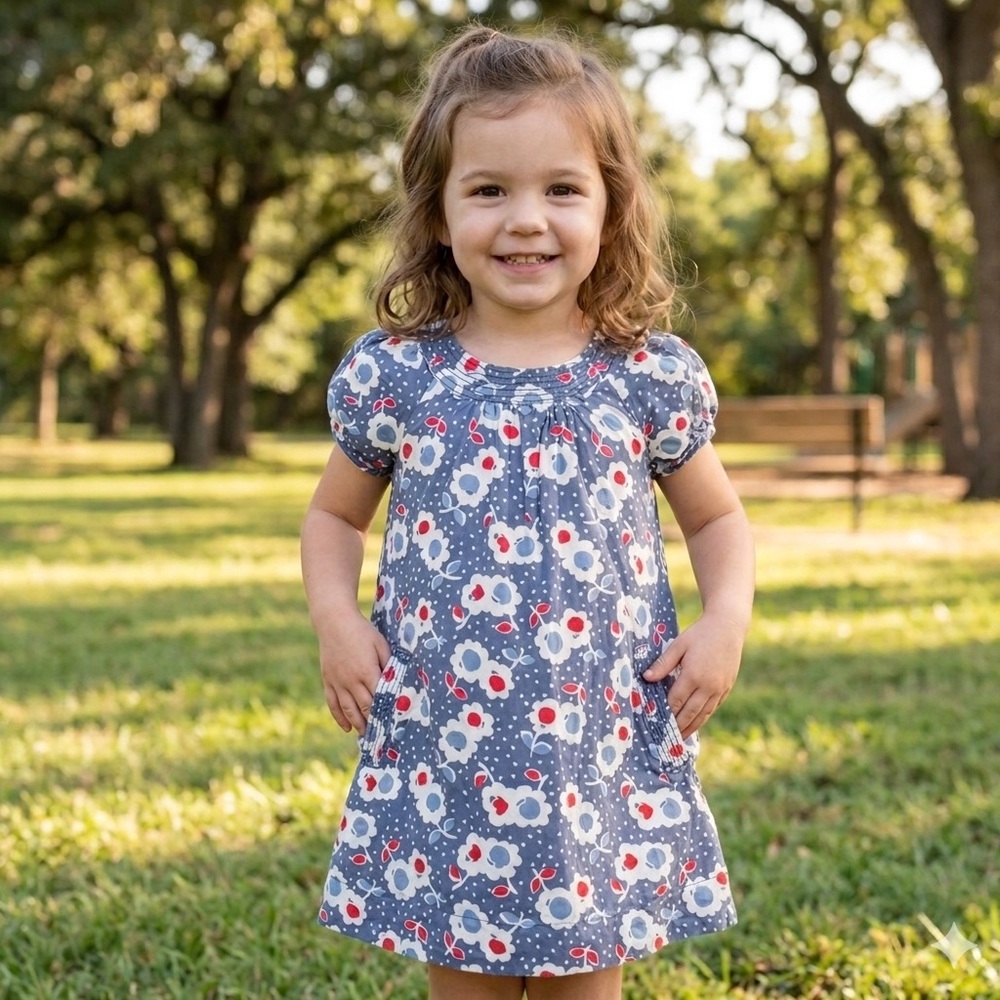 Mini Boden Floral Short Sleeve Dress